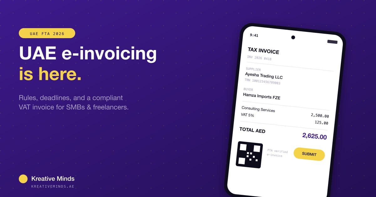 uae-e-invoicing-vat-2026 hero image, Kreative Minds blog